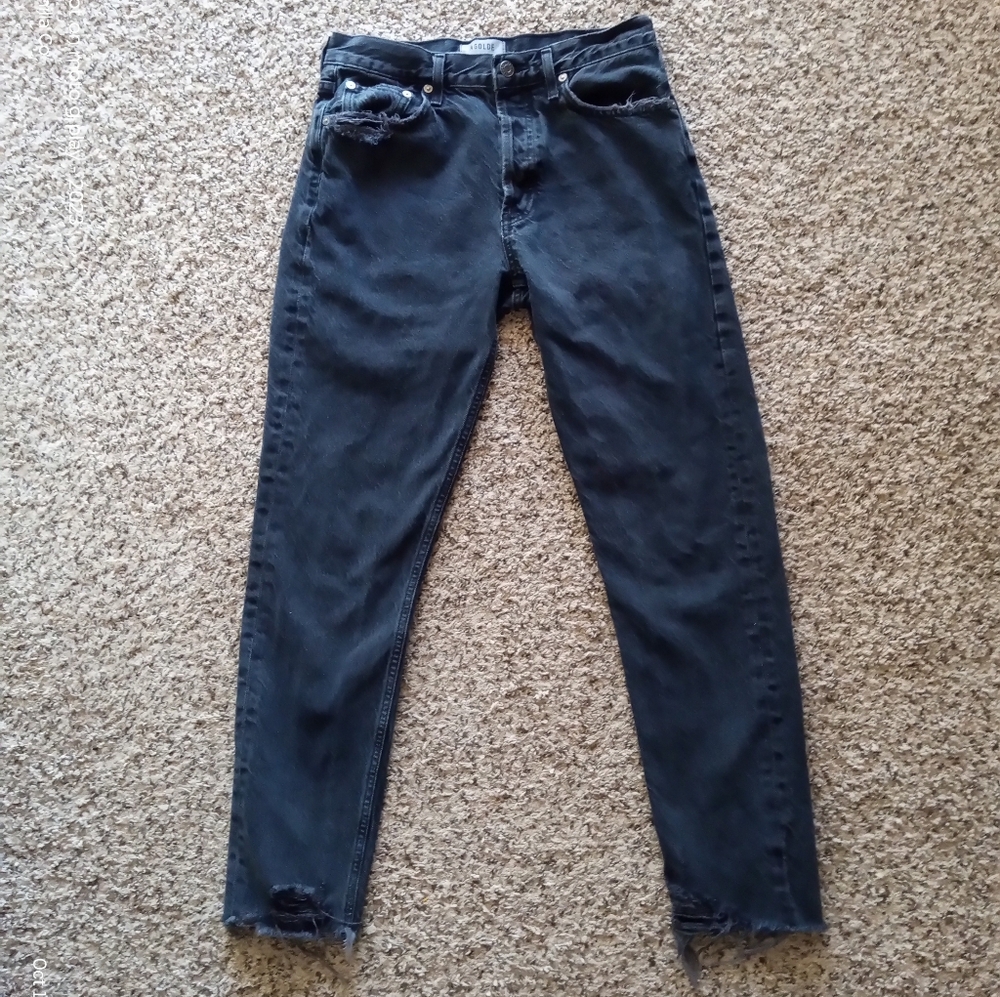 AGOLDE Anthropologie Jamie High Rise Classic Jean Skinny Black Size Small 27 - Picture 2 of 9
